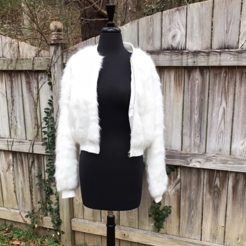 RARE Brandy Melville faux fur bomber jacket